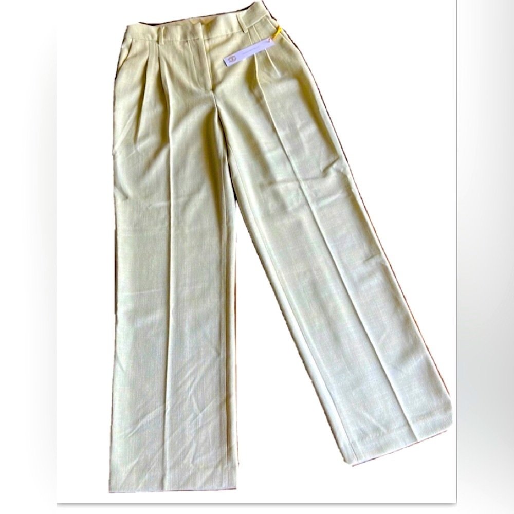 House of Harlow 1960 Women’s Herringbone Trouser Pistacho Pants Pleated Front 4
